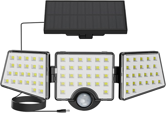 Lepro Solar Lights for Outside, WL5000 Motion Activated Security Lights, Separate Solar Panel, 3 Adjustable Head 270° Wide Lighting Angle, IP65 Waterproof Wall Lamp for Porch Yard Garage