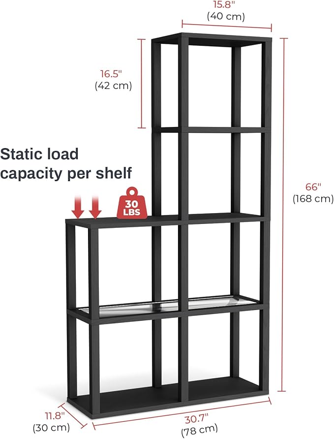 Display Shelf with LED Light Standing Floor Lamp with Glass Storage Shelves for Collectibles, 5 Tier Tall Corner Shelf Open Curio Cabinet for Living Room, Bedroom, Office, Home Decor