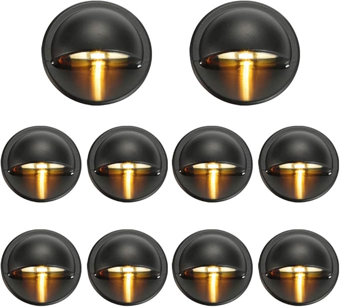 FVTLED Warm White Low Voltage LED Deck Lights kit Φ1.38 Outdoor Garden Yard Decoration Lamp Recessed Landscape Pathway Step Stair Warm White LED Lighting, Black