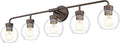 zeyu 5-Light Modern Vanity Light Fixture, 38.5 Inch Bathroom Light Fixtures Wall Mount with Clear Glass Globe Shade, Oil Rubbed Bronze Finish, ZS62BG-5W ORB