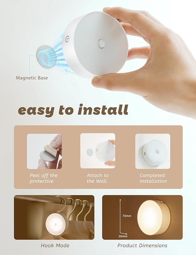 LED Tap, 6 Pack with Remote, 1200mAh Battery Rechargeable Puck Lights, Hooks Closets, Magnetic Stickers,Under Cabinet Lighting for Kitchen,Clost, Display Cabinet, Bookshlef, Indoor