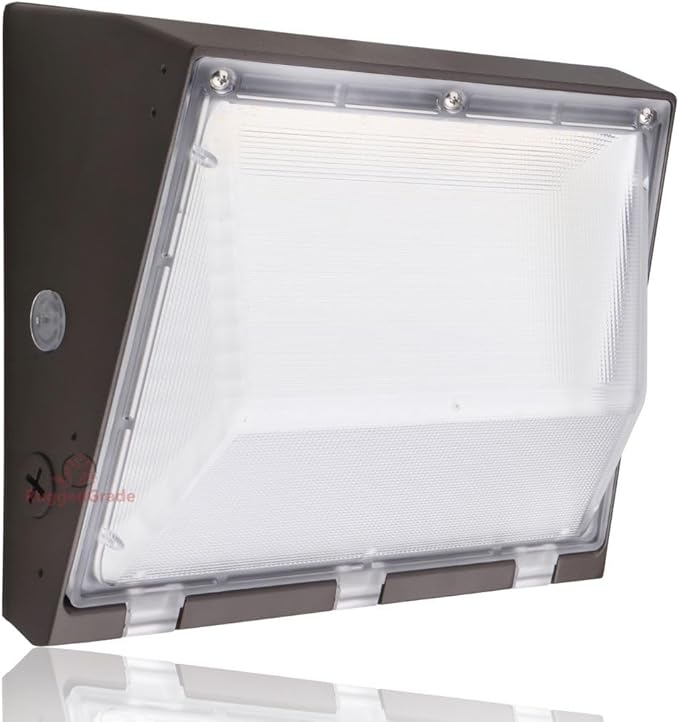 RuggedGrade 120W LED Wall Pack - Durado Blade Series - 11,400 Lumens - 5000K Bright White - Semi Cut-Off - with Photocell - Black Housing - DLC 5.1 Premium