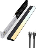 Hardwired Under Cabinet Lighting, 24 inch LED Under Counter Lights for Kitchen, CRI 97, 120V, 16W, 1400Lm 3CCT Dimmable Linkable Under Cabinet Lights with Power Cord and Linked Cord, Black