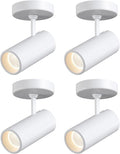 12W LED Dimmable Ceiling Spotlight Indoor - Adjustable Surface Accent Lamp for Home Corridor, Painting, Warm White 3000K, CRI 97 Anti-Glare Picture Artwork Spot Light, White Finish, 4 Packs