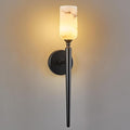 LMQNINE Natural Alabaster Wall Sconce Modern Black Wall Light Bathroom Sconce Wall Decor Antique Marble Sconces Wall Lighting for Bedroom Living Room Entryway Hallway Staircase