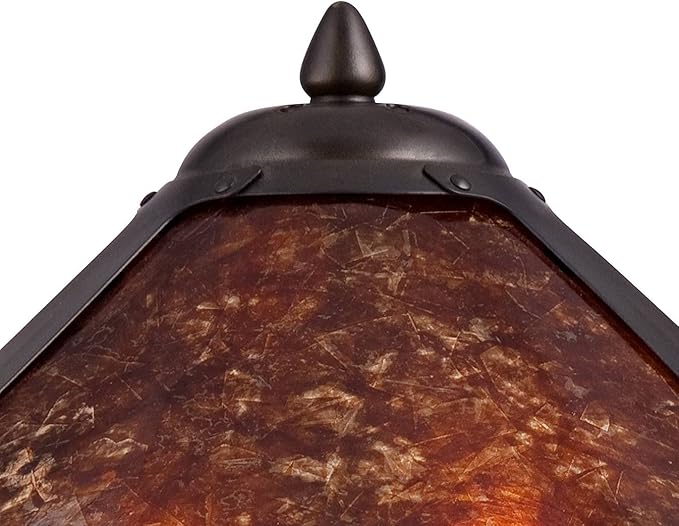 Robert Louis Tiffany Nell Art Deco Tiffany Style Small Accent Table Lamp 19" High Bronze Brown Antique Pottery Ceramic Natural Mica Shade Decor for Bedroom House Bedside Nightstand Home Office