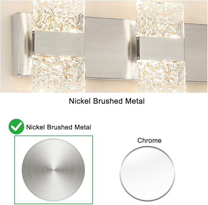 Bathroom Vanity Light Fixture, Modern Brushed Nickel LED Vanity Light, Dimmable 24W LED Wall Sconce Lighting for Bathroom, Bedroom, Perfect for Makeup & Shaving