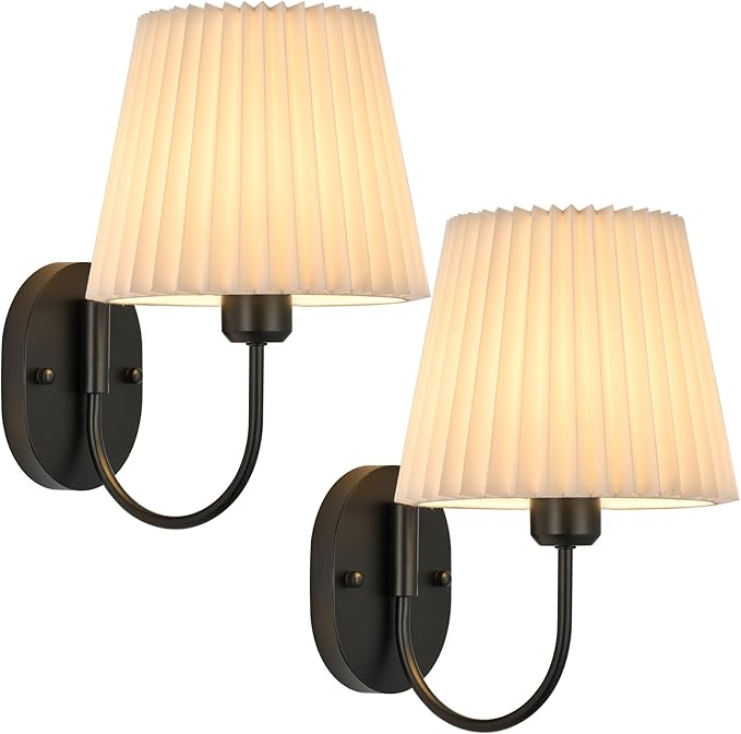 PASSICA DECOR Hardwired Wall Sconce Set of 2 Vintage Wall Light for Bedroom Living Room Vanity Farmhouse Bathroom Hallway Black