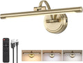 Picture Light for Wall, Battery Operated Art Light, Picture Frame Light with Remote & Timer, Cordless Wall Light with 3 Colors Modes for Pantings, Photo Gallery(Antique Bronze, 15.7inch)