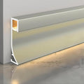 LED Aluminium Metal Baseboard Trim, Apricot Gray Finish 6 Pack 1.97 Inch x 8.2 Ft Total 49.2 Ft 50mm x 2500mm LED Channel Line Light Aluminum Wall Base Board Cover Cove Molding Skirting Trim