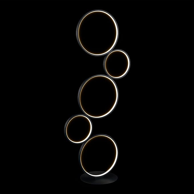 JONATHAN Y JYL7103A Pluto Stacked Circles 45" 5-Light Contemporary Modern Iron/Aluminum Integrated LED Floor Lamp Standing Reading Lamp for Bedroom Living Room Office, Black, 18.0 in