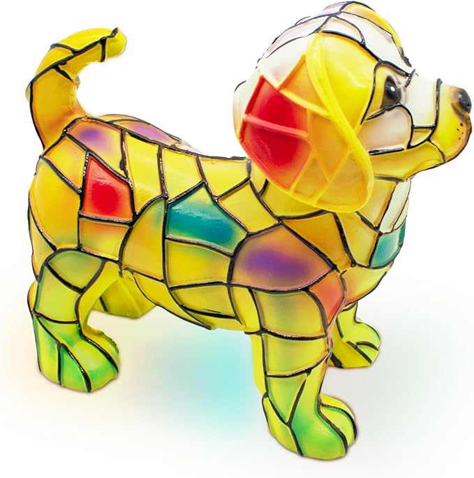 Labrador Night Light, LED Dog Series Art Light, Cute Pet Themed Stained Resin Table Lamps, Vintage Home Decor, Fun Gift for Dog Lovers (#06, 7.87")