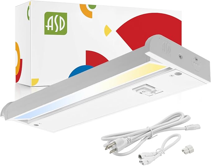 ASD Swivel LED Under Cabinet Lighting, 12 Inch 5W, Hardwired or Plug-in, 2700K/3000K/4000K, Hi/Low Switch, Rotatable Lens, Dimmable Linkable Under Counter Light for Kitchen, ETL & Energy Star