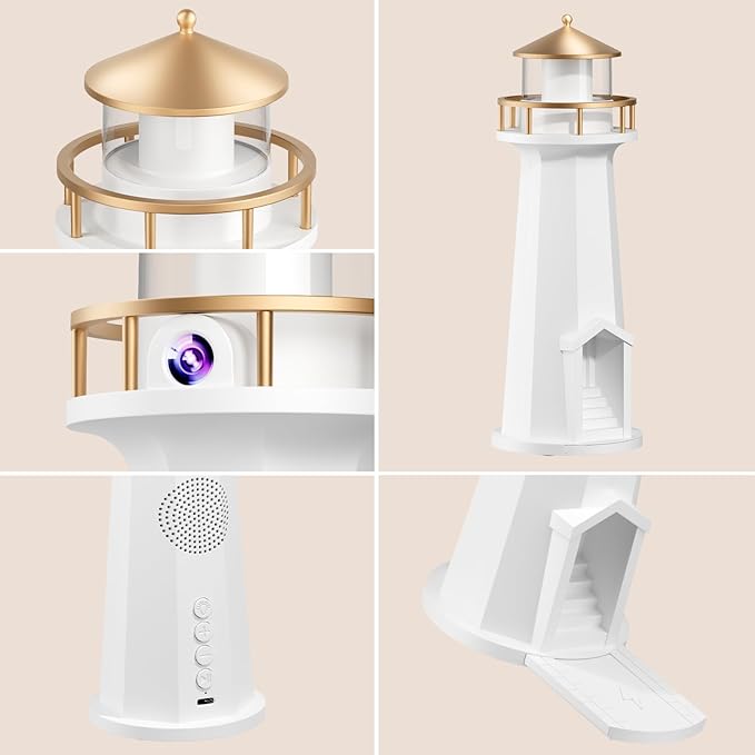 Light House Night Light with Speaker, Moon Projection Lamp, Wireless Phone Charger, Ambient Light