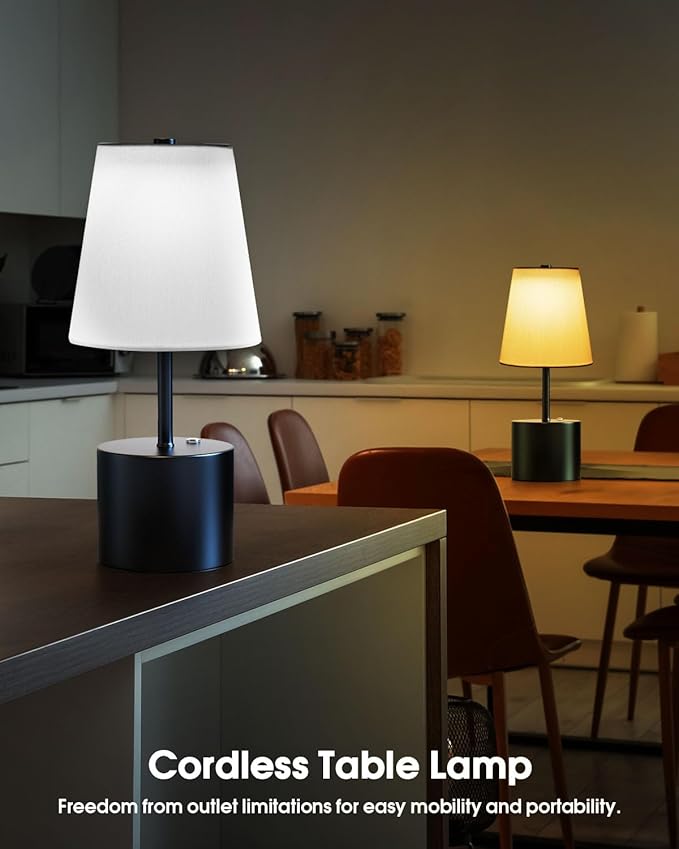 Cordless Table Lamp, Rechargeable 5000mAh Battery with 3-Level Dimmer, Portable LED Desk Lamp for Living Room Bedside Bedroom Restaurant Bars Outdoor Party Camping Coffee Shop