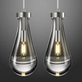 Raindrop Pendant Lights Kitchen Island Teardrop Nickel Hanging Light Fixtures Clear Solid Glass Pendant Light Modern Chandeliers for Dining Room Porch Corridor Living Room(2-Pack)