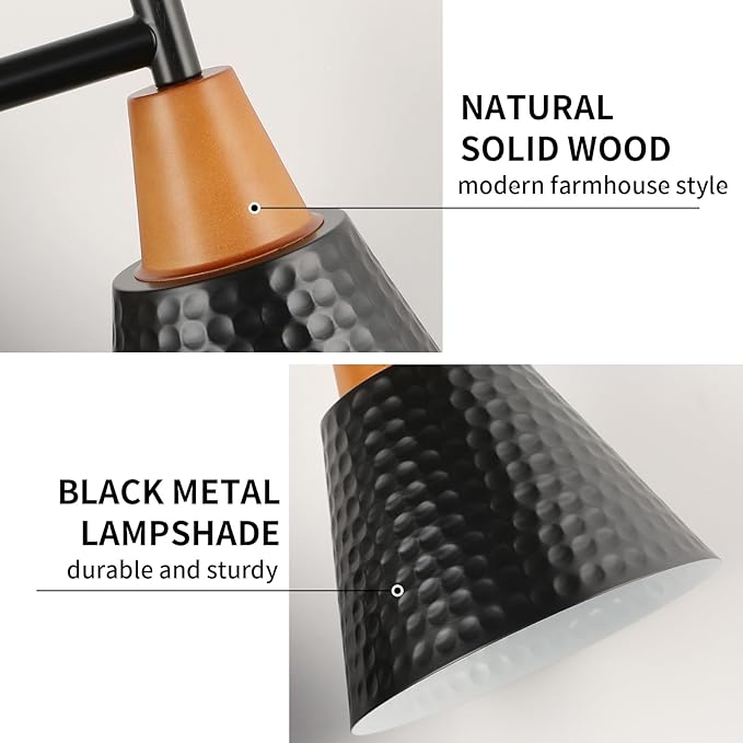 Black 3 Light Vanity Light, Vintage Industrial Bathroom Light, Suitable for Bathroom, Bedroom, Living Room