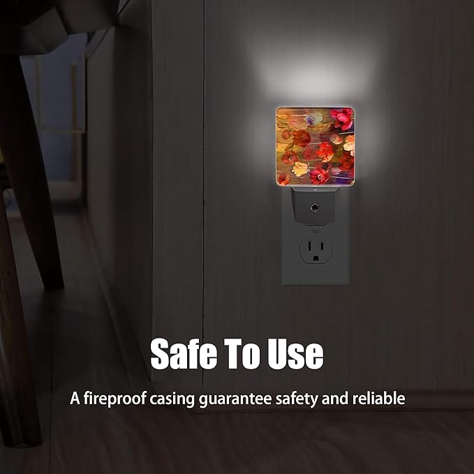 Abstract Floral Night Light, Leaf Plug into Wall with Dusk to Dawn Light Sensors, Warm Nightlights for Bedroom, Bathroom, Hallway, Kitchen, Gifts Ideal for Boys Girls Women Men