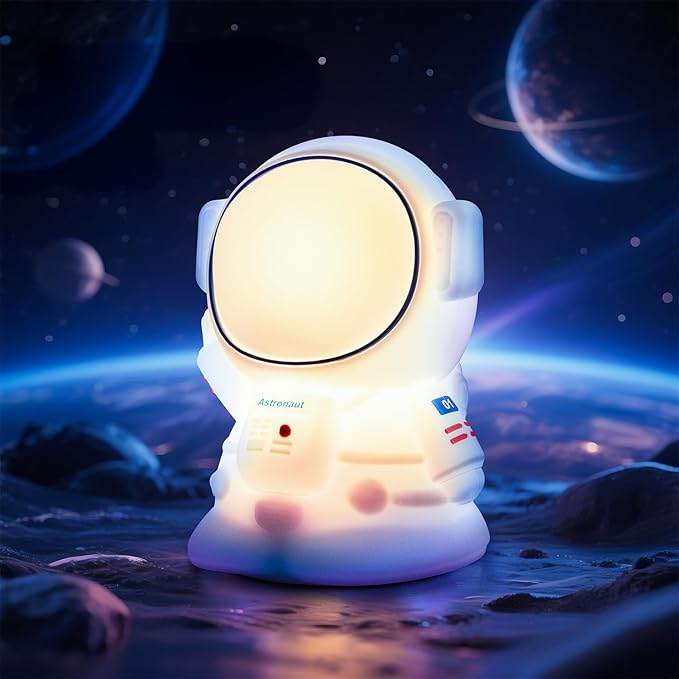 Night Light for Kids, Rechargeable Dimmable Silicone LED Nightlight with 7 Colors, Baby Nursery Night Lamp, Touch Squishy Lamp, Cute Gifts for Girls, Boys, Toddler Room Decor, Astronaut