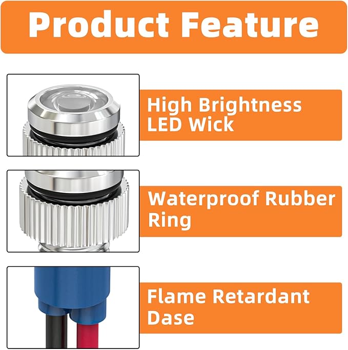 GASHER 5 PCS Energy Saving Indicator Light, LED Light 12V/24V/110V 20mA Panel Mount Light, Mounting Hole Size 6mm White LED (110V)