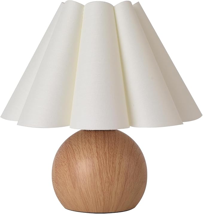 KUNJOULAM Cute Small Table Lamp, Modern Bedside Nightstand Lamp with Fabric Lampshade, Metal Base for Bedroom Home Office Decor (Without Buld)