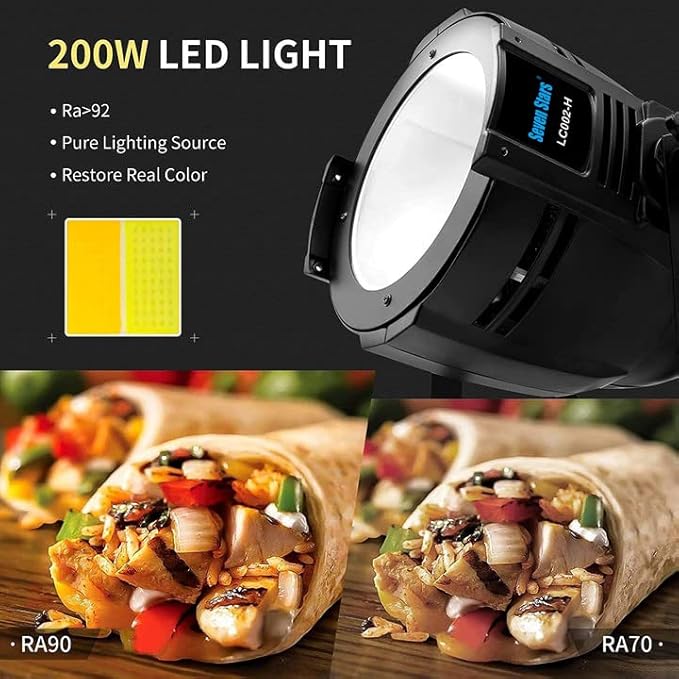 Seven Stars 200W COB Lights LED Par Light Warm White & Cool White Stage Wash Lights, DMX Stage Lights for Church/Theater/Party/Stage Show/Club/Karaoke/Photo Studio (4 Pack)