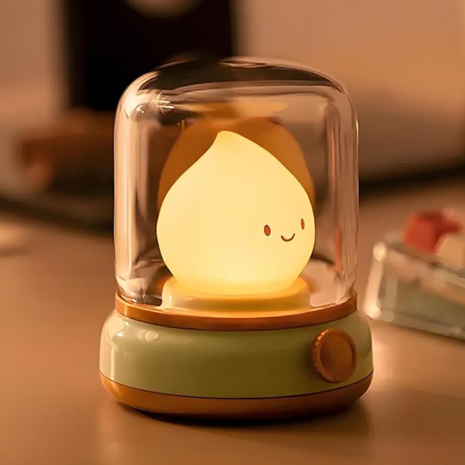 Cute Kids Night Light for Nursery - Retro Rechargeable Light with Timer, Cozy Desk Lamp Gift for Kids, Toddler & Mom | Desk Accessories (Green)