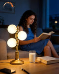 3-Globe Table Lamp for Bedroom, Mid Century Modern Gold Desk Lamp 3000K Warmwhite Dimmable Nightstand Bedside Lamp for Living Room Study Room(G9 Bulbs Included)