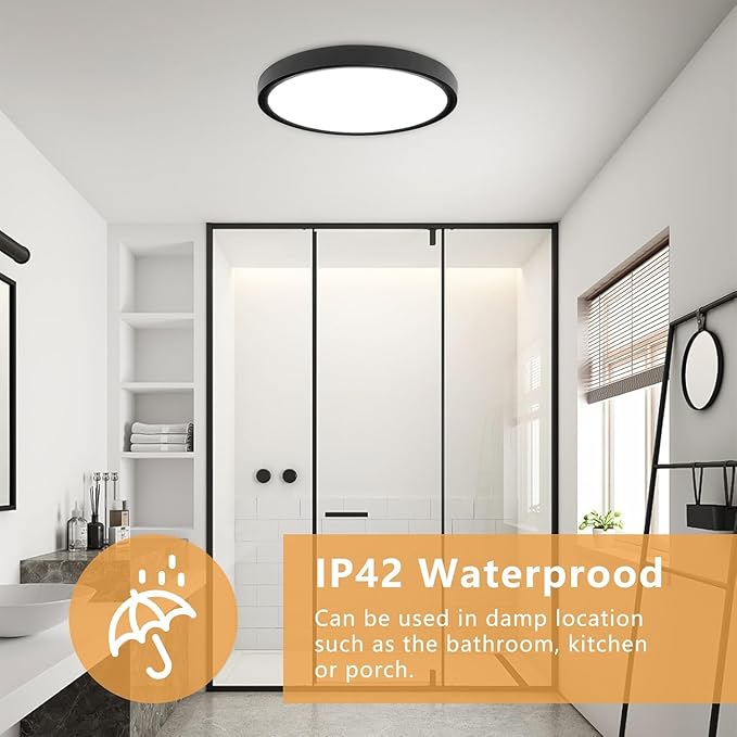 6PK 15.8 Inch Led Ceiling Light Flush Mount, 34W, 3060LM, 3000K/4000K/6000K CCT Selectable Super Slim LED Ceiling Light, Close to Ceiling Round Flat Panel Light for Hallway, Bedroom,Kitchen ect