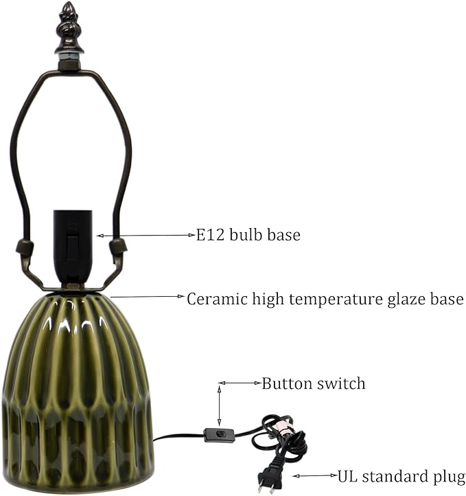Tiffany Lamp Stained Glass Mushroom Table Lamps 6X6X12.5 Inch Amber Green Pearl Style Small Night Light Ceramic Base Mini Accent Desk Light Suitable for Bedside Table Bedroom Children Room