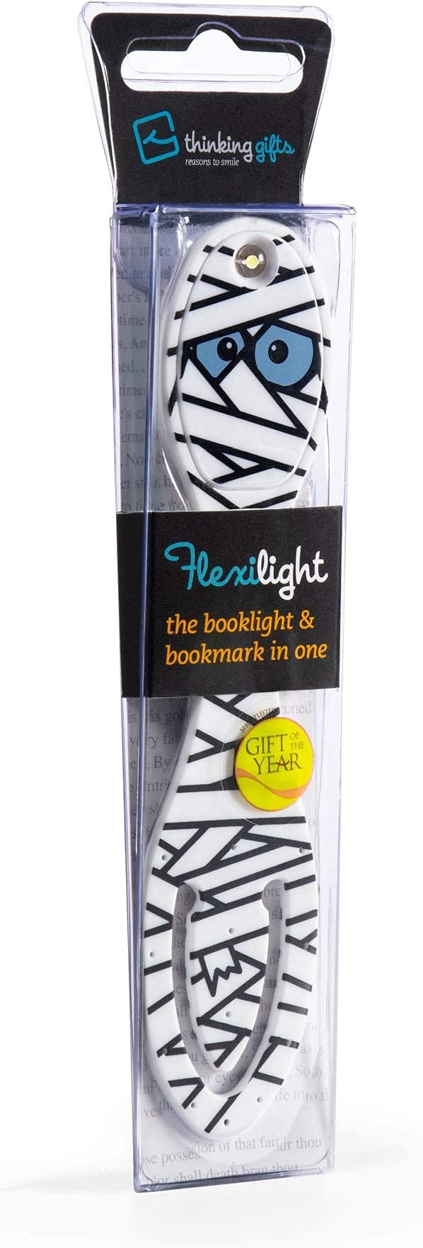 Gifts for Readers & Writers Bookmark Reading Light Mummy - 2in1 Clip On Bookmark Kids Book Light for Reading Night in Bed, Travel Cute Book Lights, Flexible 8 Lumen LED Lights for Books