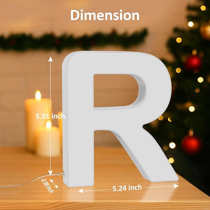 Light Up LED Letter Lights – USB Powered Color Changing Alphabet Sign, APP Controlled Night Light for Bedroom, Party, Birthday, Christmas & Valentine Decorations, R