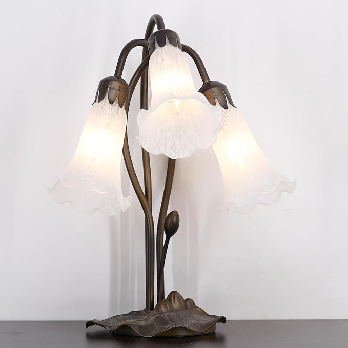 Lily Lampshade Only White Cloudy Tulip Flower Glass Lamp Shade Replacement Tiffany Style Lily Table Floor Lampshade Replacement