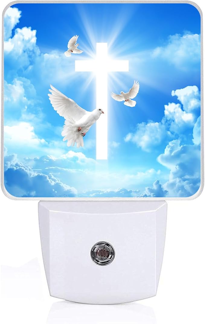 Cross Heaven Night Light, Plug-into Blessed Nightlight White LED Lamp, Energy Efficient Decor Desk Lamp for Bedroom Hallway Stairs Bathroom