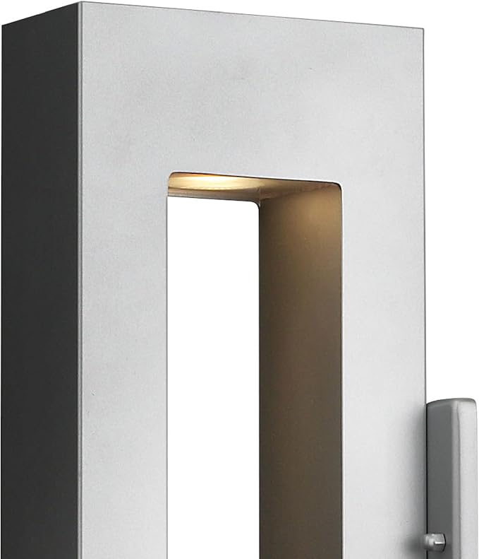 Hinkley Atlantis Medium Wall Mount Outdoor Lantern - Aluminum, Etched Glass Lens, LED Bulb Included, Dark Sky - Titanium Finish