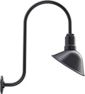 Steel Lighting Co. Venice Store Sign Light | for Outdoor Restaurant Accent Wall | 9 inch Dome | Upslope Gooseneck | Made in America | Matte Black Exterior/Brass Interior