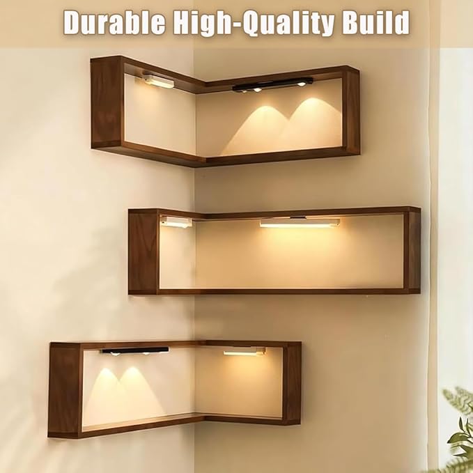 Smart Corner Shelves That Light up Your Space, Wall-Mounted Corner Shelf Display Rack, Easy to Install, 3-Tier Modern Storage Rack for Ornaments Figurines Collectibles with Lamp