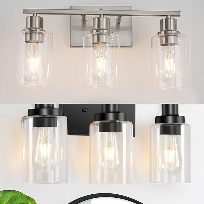 4 Pack Clear Glass Shade Replacements, Cylinder Glass Shades Lampshades Covers for light Fixtures Chandelier Vanity Wall Sconces Light Fixture