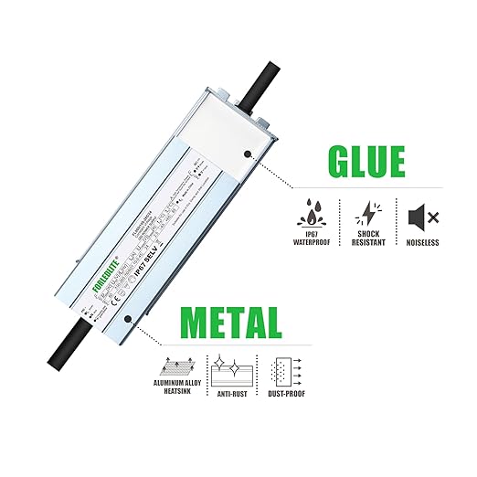 Wide Input 100~265V AC to DC 24V 60W Output IP67 Waterproof Constant Low Voltage LED Power Supply Transformer Driver with Preparation Input Plug for Outdoor Indoor LED Lights
