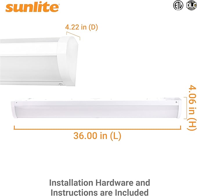 Sunlite 36-Inch LED Linear Bed Light Fixture, 15W/30W/45W, Color Selectable 30K/40K/50K, 1675-5311 Lumens, Dimmable, DLC & ETL Listed, 120V, 3-Way Switching (Up/Down), 116 Degree Beam Angle, 4 Pack