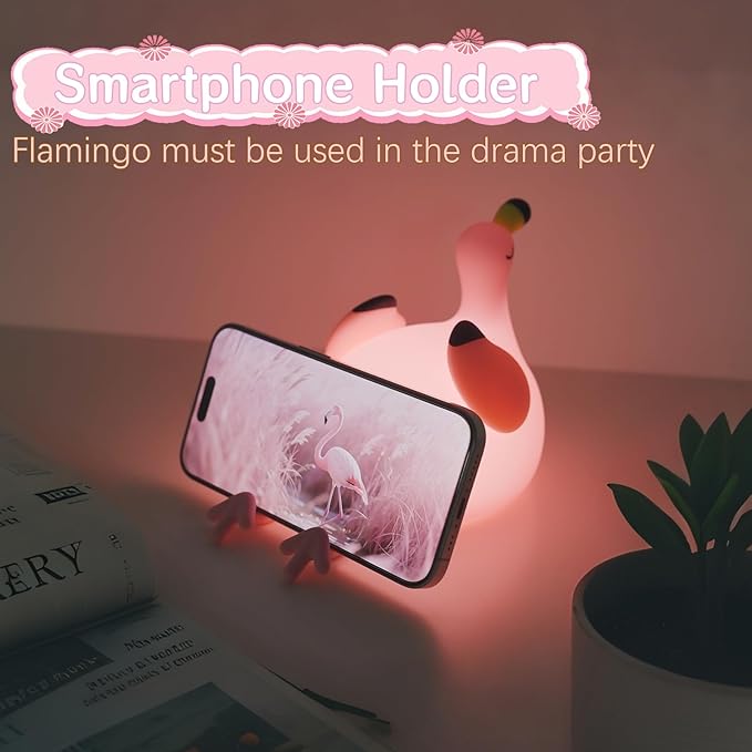 Flamingo Cute Night Light, Flamingo Decor Kids Squishy Lamp, Girls Pink Xams Gifts Trendy Stuff Toys, Rechargeable Dimmable Silicone LED Nightlight, Baby Nursery Dorm Kawaii Bedside Lamps