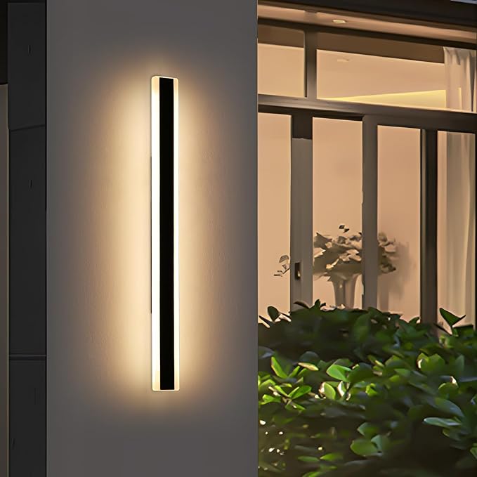 59inch Outdoor Wall Sconces Dimmable 3 Color 3000K/4500K/6000K, Modern Wall Mounted Lights, IP65 Waterproof, Exterior Linear Lighting Fixture for Yard, Porch, Patio, Garage with Remote Control