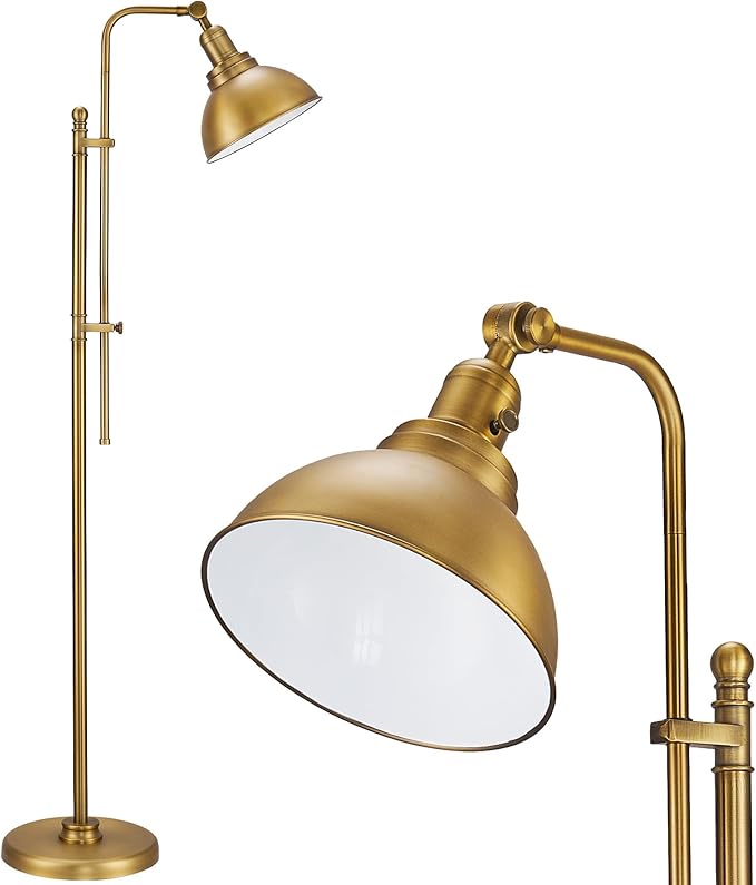 VONLUCE Floor Lamp for Living Room, 65" Industrial Brass Floor Lamp Adjustable Height & Head Vintage Metal Standing Reading Pole Lamp for Bedroom, Office, Farmhouse, ETL Certificate