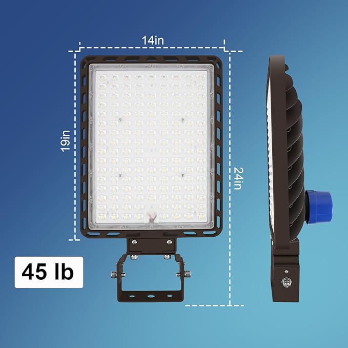 Juyace 350W LED Parking Lot Light Stadium Flood Lights Trunnion Bracket Yoke Wall Mount t Dusk to Dawn Outdoor Lighting Exterior Commercial Outside IP65 Waterproof 100-277V Security Area 3 Pack