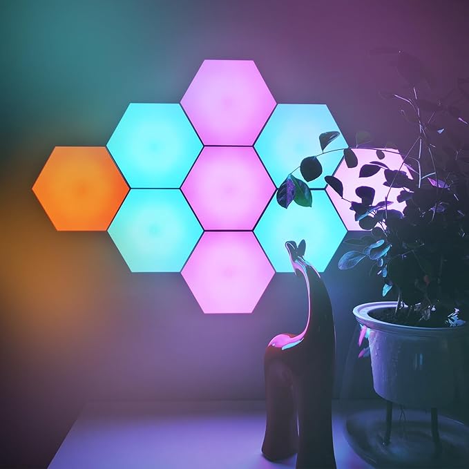 Remote control and touch control hexagon panels for gaming room setups and kids play lamps night lights with LED light sources mainy used in door for home decoration and holiday decoration lights (9)
