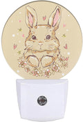 EKOBLA Easter Bunny Night Light Cute Animal Rabbit Hare with Butterfly Boho Plug-in Nightlights Auto Sensor Energy Efficient LED Lamp for Boy Girl Gifts