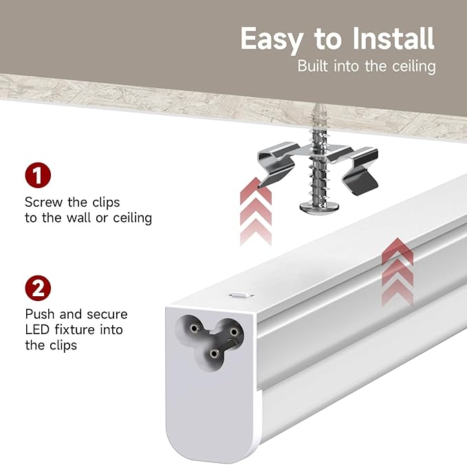 4 Pack T5 LED Shop Light, 4FT, 20W, 5000K 2200LM, Linkable Utility Fixture for Under Cabinet, Kitchen, Garage, Basement, Workshop Lighting, Easy Installation, Plug & Play