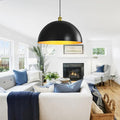 Black-Farmhouse Pendant-Light Hanging-Lamp Fixtures - 16 inch Kitchen Island Pendant Lights Industrial Dome Ceiling Lighting Dining Room Large Vintage Light for Indoor Black and Gold