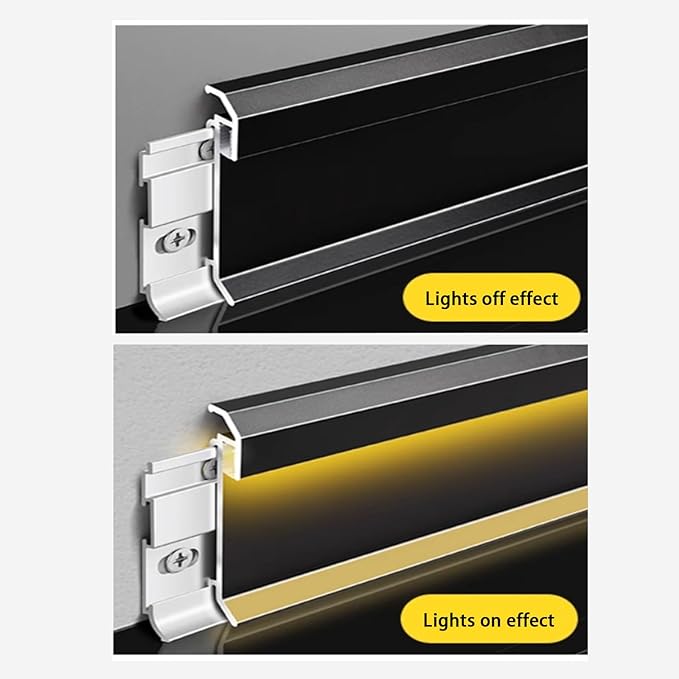 36 Pack LED Aluminum Metal Baseboard Trim 60 x 2500mm 2.36” x 8.2’ Total 295.2 ft, Matte Black LED Light Aluminum Wall Base Board Cover Molding Skirting Trim, Surface Base Mounted Down Light