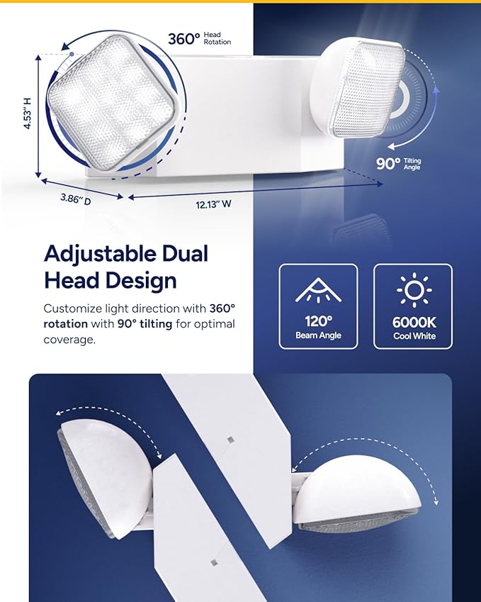 Sunco 30 Pack LED Emergency Lights, Commercial Lighting for Business, Power Outages, Offices, with Backup Battery (90 Minutes), Wall Mount, Hard Wired, 120-277V, Fire Resistant (94V-0) UL